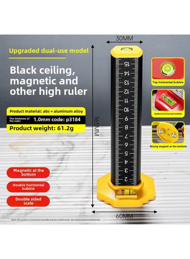 Special Floor Tile Level Meter Equal Height Ruler Bricklayer Tile Strong Magnetic Aluminum Alloy Ceiling Positioning Equal Height Ruler-Model:Upgraded Dual-use Model [double Bubble With Magnet] - Image 1