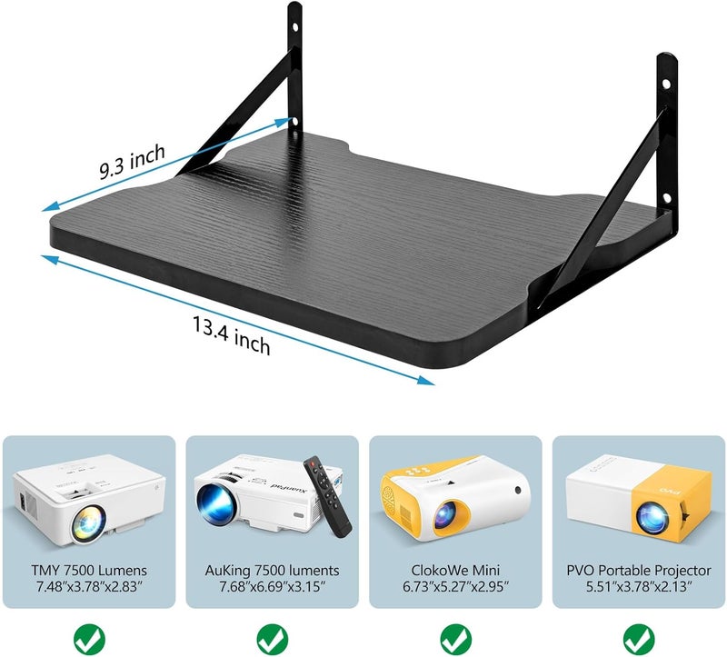 BEARUT Black Small Mini Projector ShelfRouter Wall Mount Floating ShelfProjector Mount Rack HolderModem Cable Box for Xbox Series PS5 PS4 by MDF - Image 5
