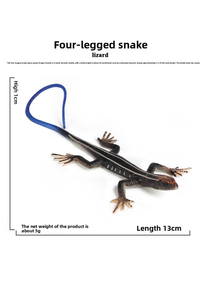 Generic - Children's Montessori Teaching Aids Reptile Simulation Solid Lizard Model Monitor Lizard Toy Amphibian Static Ornaments-Color:Ox-1512 Blue Four-legged Snake - Image 1