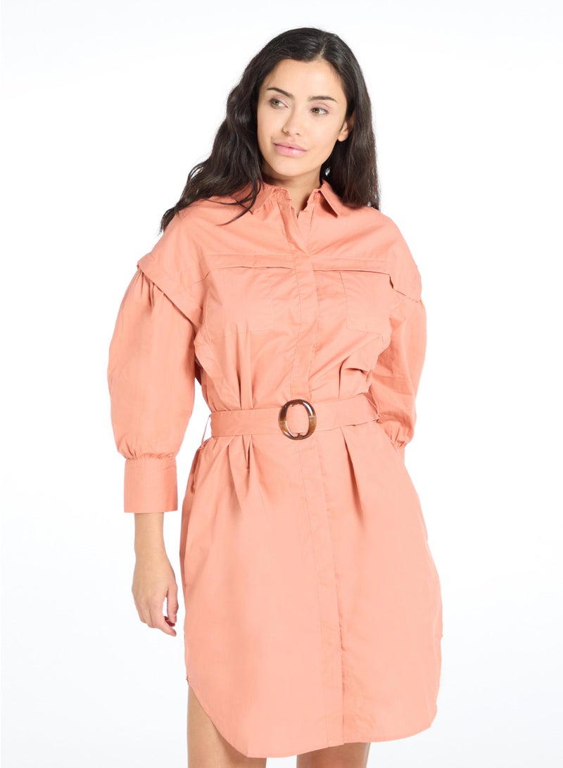 The Label Life Rust Voluminous Sleeves Dress - Image 4