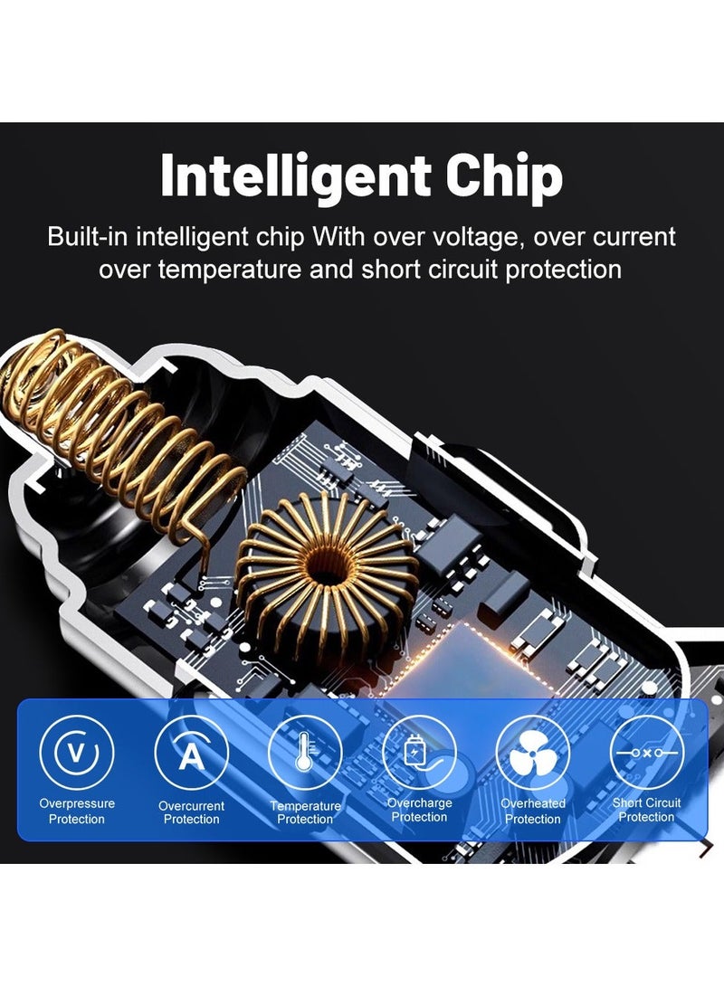 إيزي سو شاحن السيارة 6Ports 2 PD 4 USB سوبر شحن سريع 100W شاحن السيارة شحن سريع مع عرض ضوء LED محول شاحن السيارة أسود - Image 4