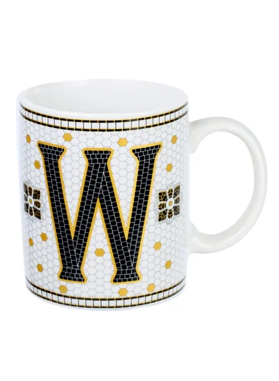 Cuisine Art Cuisine Art Letter W Printed Porcelain Ceramic Tea Coffee Mug 300ml - Stylish and Durable Mug for Hot Beverages