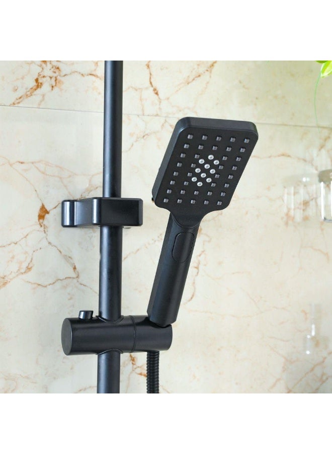 Milano Tina Rain Shower Complete Set (Square) - Matt Black Finish | Solid Brass Pressure Balancing Showerhead Mixer | Wall Mounted Rainfall Shower System For Bathroom With Adjustable Handheld Shower - Image 4