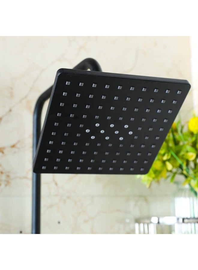 Milano Tina Rain Shower Complete Set (Square) - Matt Black Finish | Solid Brass Pressure Balancing Showerhead Mixer | Wall Mounted Rainfall Shower System For Bathroom With Adjustable Handheld Shower - Image 5
