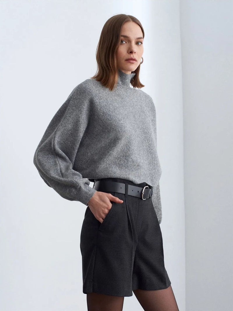 DILVIN High-Waist Belted Wide-Leg Tailored Shorts - Image 2