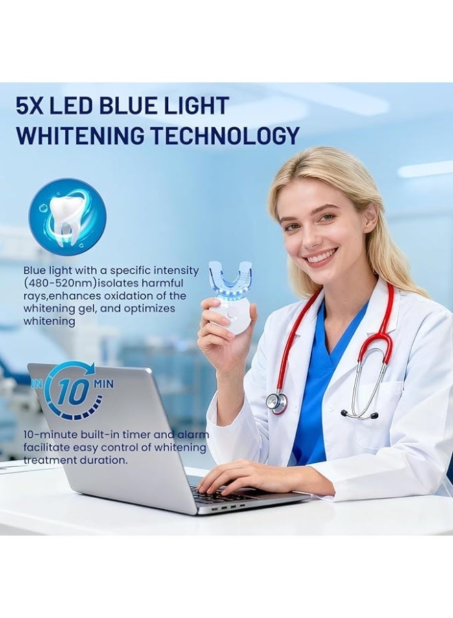SMILEKIT LED Teeth Whitening Kit – Portable Dental Whitening Set, 10x Gel, 2x Whitening Strips, Peroxide Free, Premium Tray, Gentle and Effective Whitening, Removes Stains, Whiter Teeth at Home, Gift Box, Fast Whitening Treatment, Battery Included - Image 5