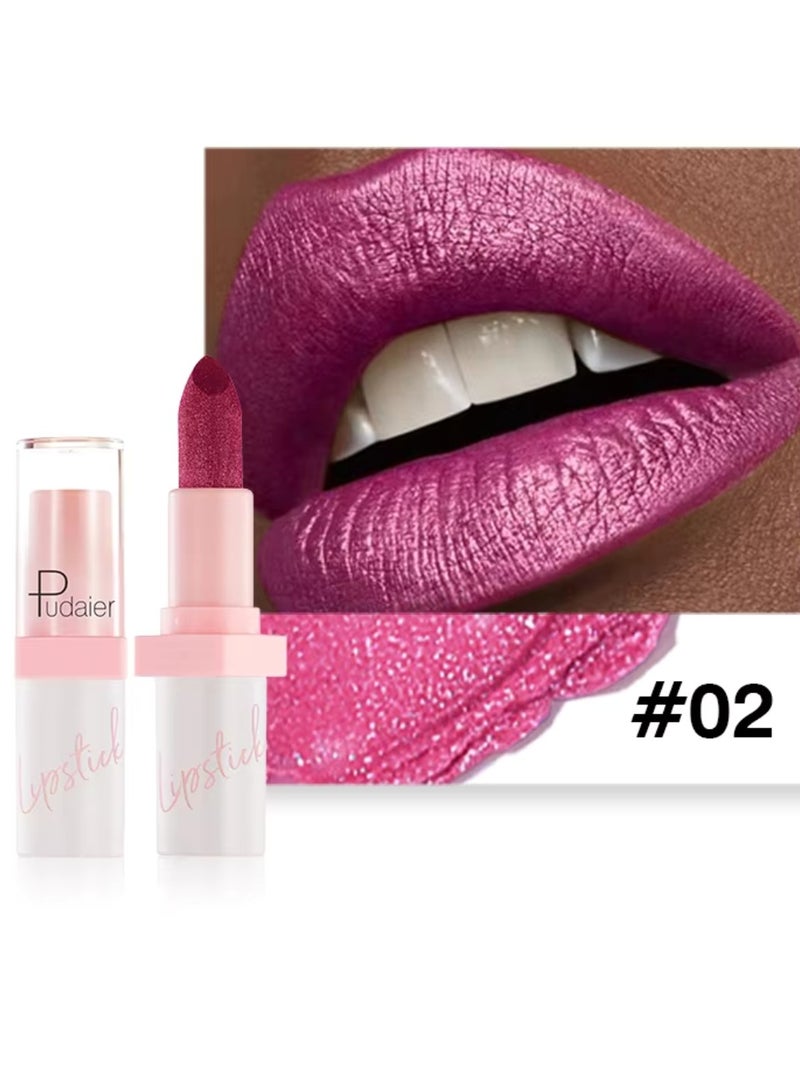 pudaier Pearlized Lipstick Diamond Glitter Matte Lipstick Long Lasting Waterproof Metallic Bronze Lip Gloss Gold Bronze Sparkling High Pigment Non Stick Lip Stain Full Coverage Tinted Lip Balm 02 - Image 2