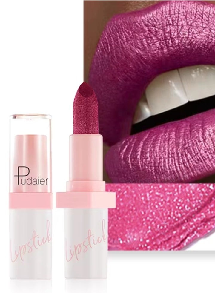 pudaier Pearlized Lipstick Diamond Glitter Matte Lipstick Long Lasting Waterproof Metallic Bronze Lip Gloss Gold Bronze Sparkling High Pigment Non Stick Lip Stain Full Coverage Tinted Lip Balm 02 - Image 1