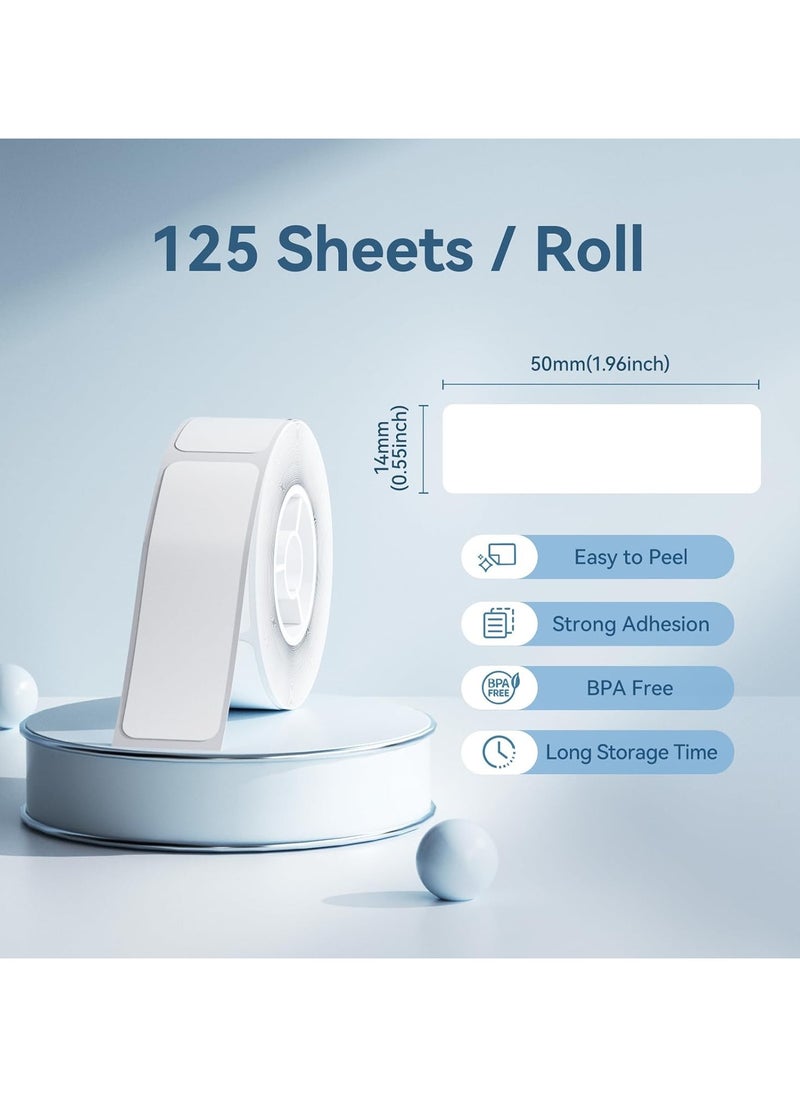 NIIMBOT - Label Tape 14×50mm White Label Paper Compatible for NIIMBOT D11 D110, Thermal Sticker Paper Waterproof Labeling Tape Replacement 125 Labels/Roll - Image 1