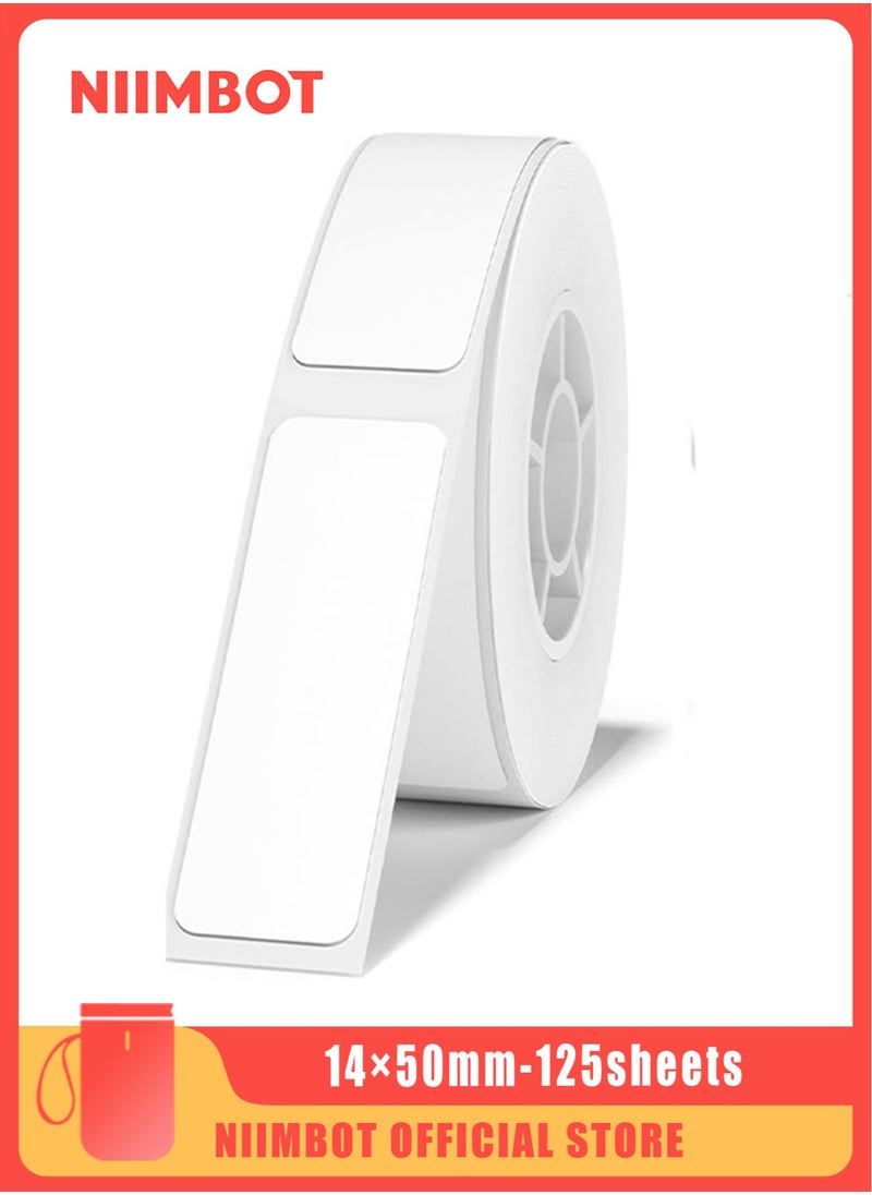 NIIMBOT - Label Tape 14×50mm White Label Paper Compatible for NIIMBOT D11 D110, Thermal Sticker Paper Waterproof Labeling Tape Replacement 125 Labels/Roll - Image 1