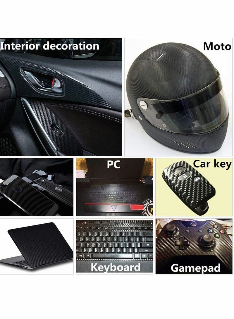 Car Sticker Textured 6D Carbon Fibre Vinyl Self-Adhesive Waterproof Bubble-Free, Suitable Decoration for Diy Appearance & Interior of Motorcycles Computers Cars, Black, 300 x 30 cm - Image 3