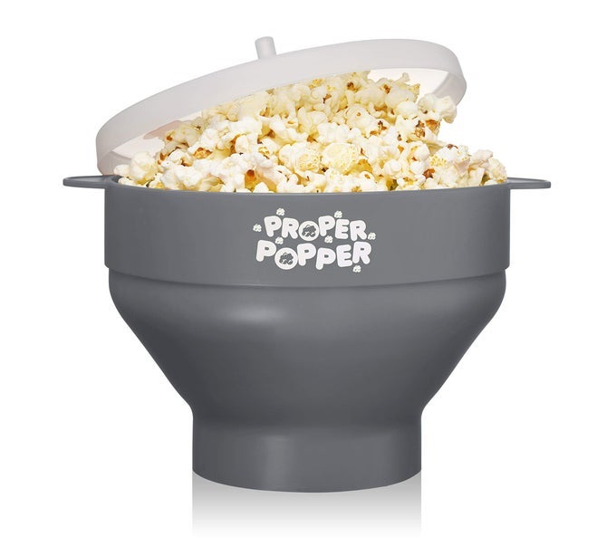 THE ORIGINAL MICROWAVE POPCORN POPPER SILICONE POPCORN MAKER COLLAPSIBLE BOWL BPA FREE DISHWASHER SAFE GRAY