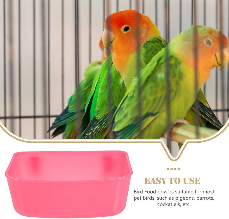 Alasum 3pcs Bird Feeding Bowls and Water Feeder Set Plastic Cage Feeders Small Size Pink for Small Parrots Finch Cage Accessories - Image 3