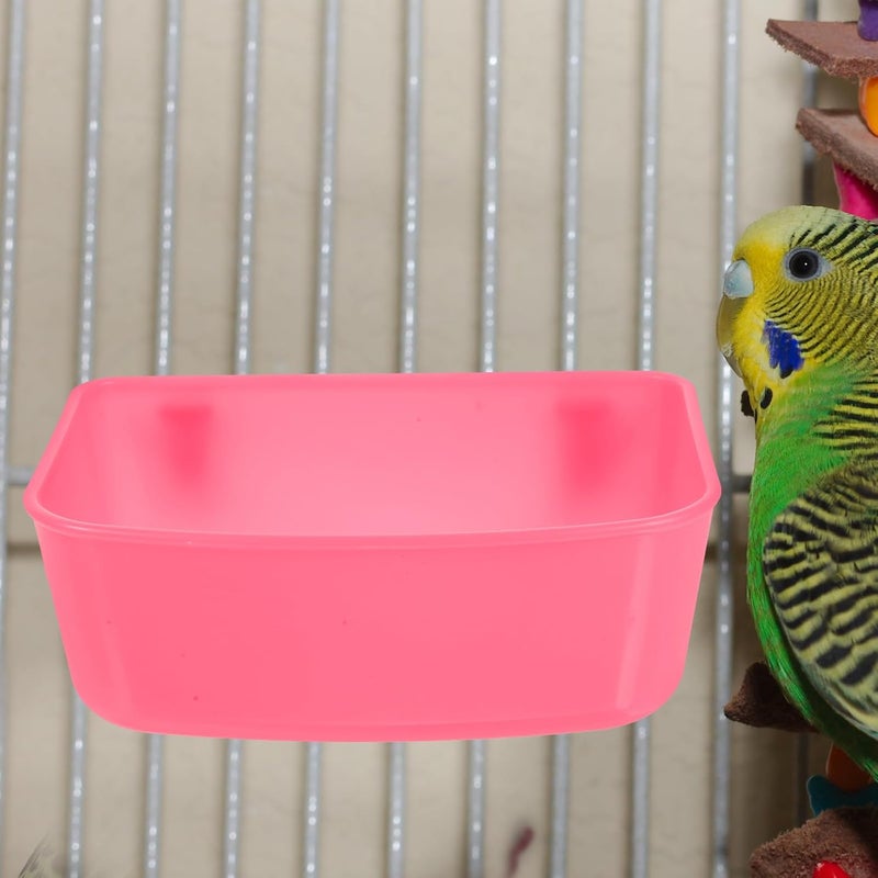 Alasum 3pcs Bird Feeding Bowls and Water Feeder Set Plastic Cage Feeders Small Size Pink for Small Parrots Finch Cage Accessories - Image 5