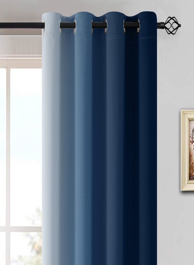 Yakamok Blue and Greyish White Ombre Curtains 63 Inch Length, Room Darkening Gradient Color Curtains for Bedroom,Light Blocking Thermal Insulated Window Drapes for Living Room(2 Panels, 52x63 Inch) - Image 4