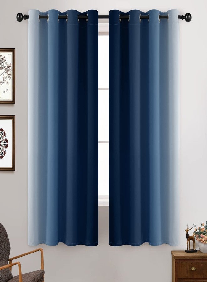 Yakamok Blue and Greyish White Ombre Curtains 63 Inch Length, Room Darkening Gradient Color Curtains for Bedroom,Light Blocking Thermal Insulated Window Drapes for Living Room(2 Panels, 52x63 Inch) - Image 3