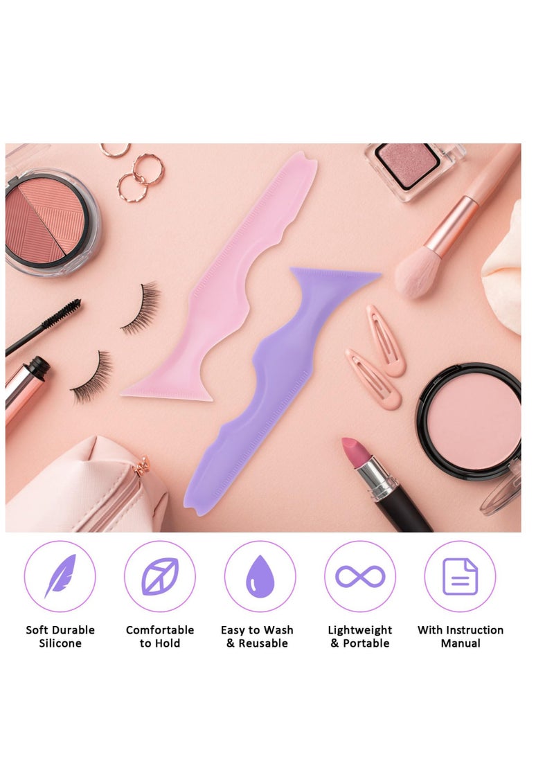 Excefore - 5 in 1 Eyeliner Stencils for Eyes, 2 Pcs Multifunctional Winged Eyeliner tool, Reusable Applicator Guide Makeup Tool, for Beginners Winged Eyeliner, Defined Eyebrow, Face Contour and Lip Line - Image 1