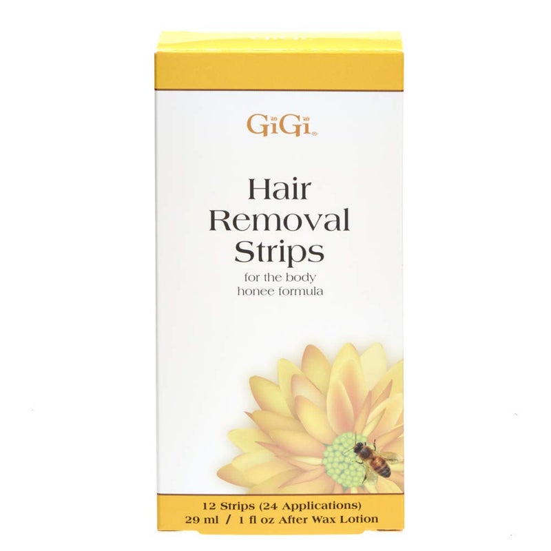 GiGi Hair Removal Wax Strips for Body - Pre-Waxed with GiGi All-Purpose Honee Formula, Waxing Kit For Women, 12 Strips + After Wax Lotion - Image 1