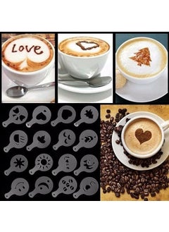 H&D PIPALIYA HD PIPALIYA 16 Pcs Foam Latte Art Stencils for Latte Cappuccino Coffee Decorating Tools Coffee Stencils Set with Love Theme 
