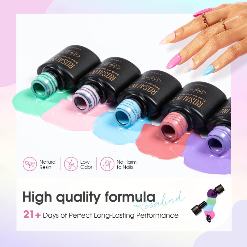 ROSALIND 30PCS Gel Nail Polish Set, 26 Classic Colors Gel Polish kit with Base Coat Glossy Matte and Glitter Top Coat Gel Nails Set All Seasons Collection Gift for Women - Image 4