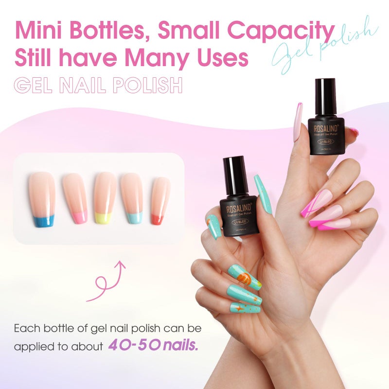 ROSALIND 30PCS Gel Nail Polish Set, 26 Classic Colors Gel Polish kit with Base Coat Glossy Matte and Glitter Top Coat Gel Nails Set All Seasons Collection Gift for Women - Image 3