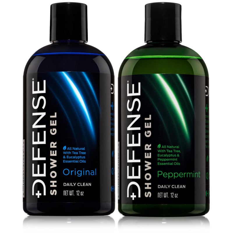 Defense Soap Tea Tree Body Wash (Original + Peppermint) | All Natural Organic Shower Soap for Athletes | Odor Control & Skin Fungal Protection for Sports, Post Workout & Recovery - 12 oz (Pack of 2) - Image 1