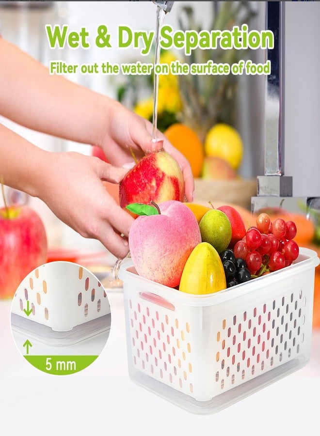 Voova 3 Pack Fruit Storage Containers for Fridge, Airtight Food Storage Containers with Removable Colander, Produce Saver Organizers Storage for Refrigerator, Keep Fruit Vegetable Meat Berry Fresh Longer - Image 5