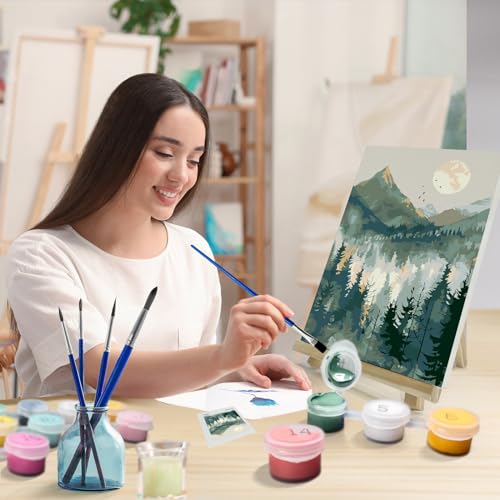 JOOZ Mountain Paint by Number for Adults, Paint by Numbers Kit for Adults with Frame, DIY Mountain Landscape Paint by Number Kits Framed Canvas, Oil Painting Kit for Home Wall Decor 8 x 12 Inch - Image 3