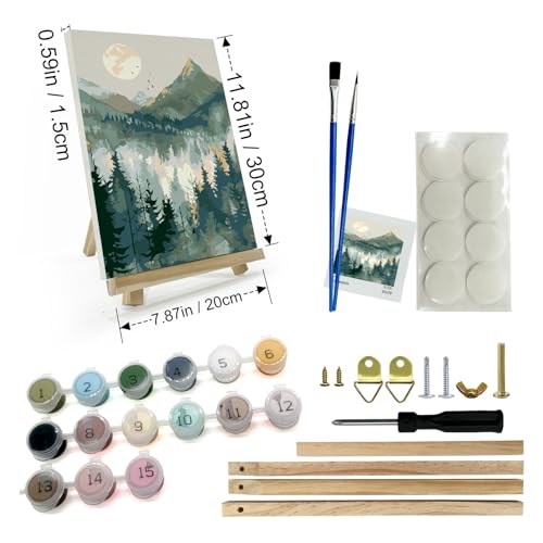 JOOZ Mountain Paint by Number for Adults, Paint by Numbers Kit for Adults with Frame, DIY Mountain Landscape Paint by Number Kits Framed Canvas, Oil Painting Kit for Home Wall Decor 8 x 12 Inch - Image 2
