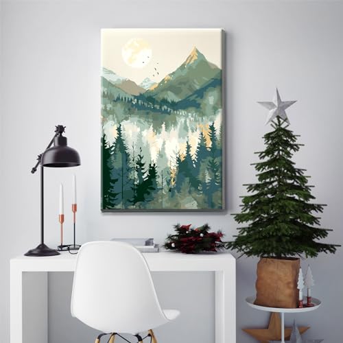 JOOZ Mountain Paint by Number for Adults, Paint by Numbers Kit for Adults with Frame, DIY Mountain Landscape Paint by Number Kits Framed Canvas, Oil Painting Kit for Home Wall Decor 8 x 12 Inch - Image 4