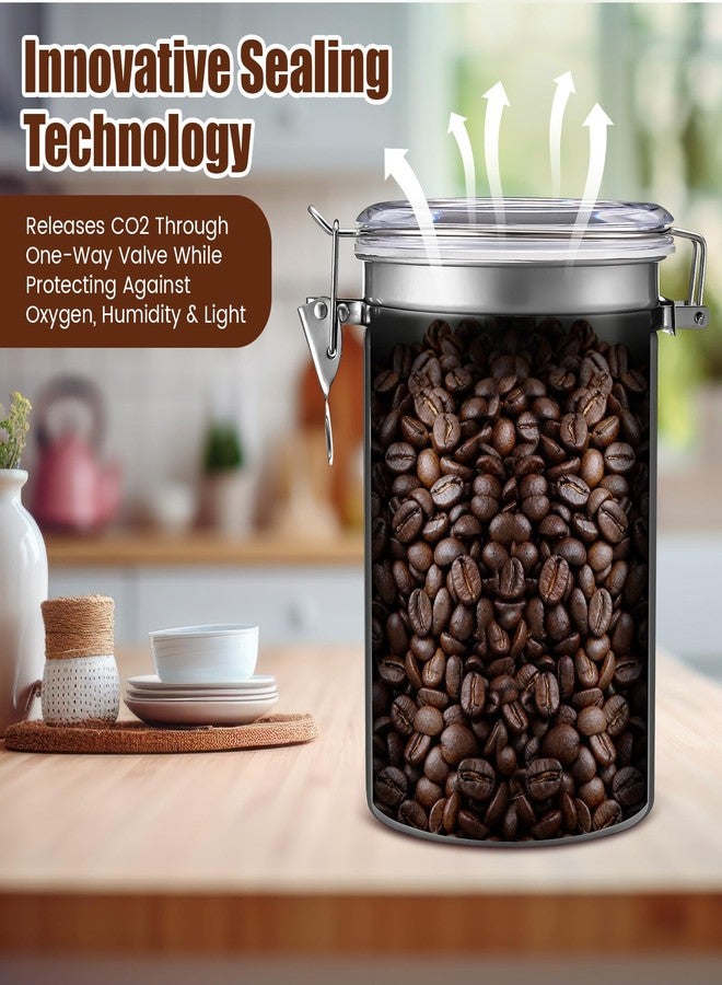 Suclain 2 Pack 64oz Stainless Steel Coffee Canister for Kitchen Airtight Coffee Bean Grounds Storage with 2 Measuring Spoons Large Metal Food Storage Canisters with Lid for Tea Cereal Sugar Flour - Image 5
