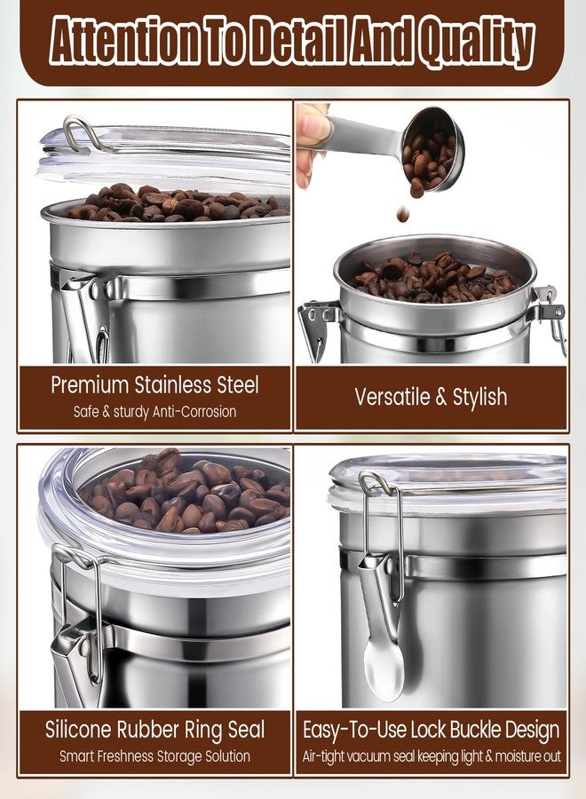 Suclain 2 Pack 64oz Stainless Steel Coffee Canister for Kitchen Airtight Coffee Bean Grounds Storage with 2 Measuring Spoons Large Metal Food Storage Canisters with Lid for Tea Cereal Sugar Flour - Image 4