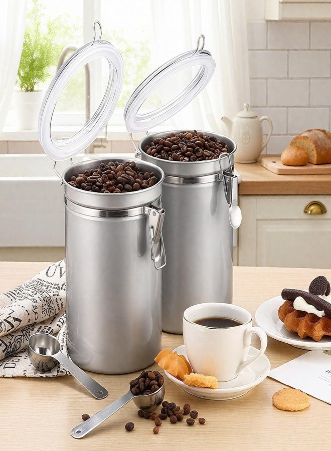 Suclain 2 Pack 64oz Stainless Steel Coffee Canister for Kitchen Airtight Coffee Bean Grounds Storage with 2 Measuring Spoons Large Metal Food Storage Canisters with Lid for Tea Cereal Sugar Flour - Image 3
