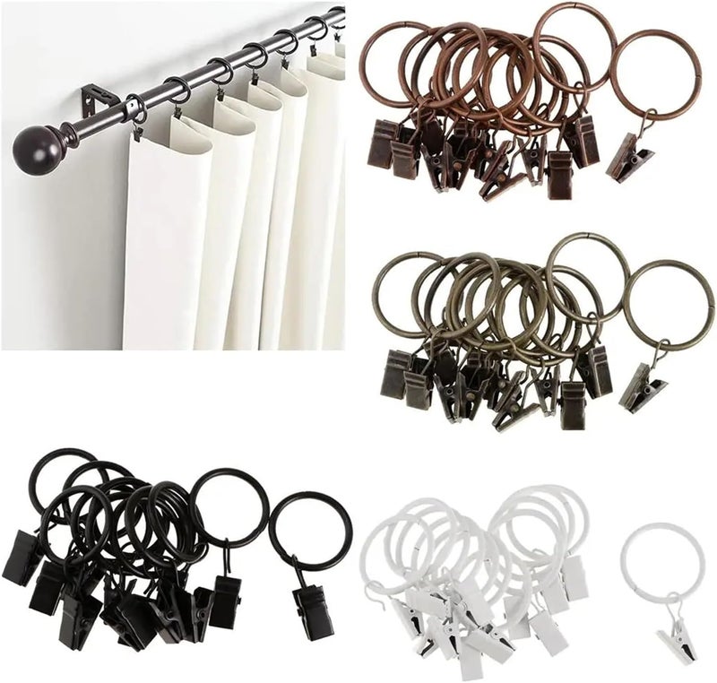 Versatile 50Pcs Curtain Rings Made of Coated with Clips for Bathroom Living Room Decor(White Porcelain 32mm) - Image 2
