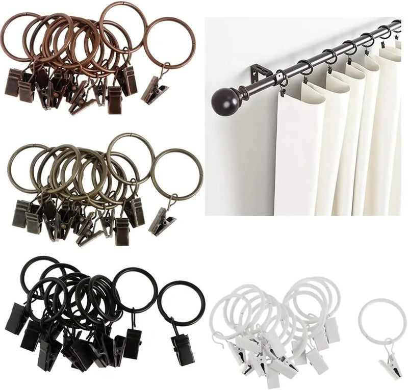 Versatile 50Pcs Curtain Rings Made of Coated with Clips for Bathroom Living Room Decor(White Porcelain 32mm) - Image 3