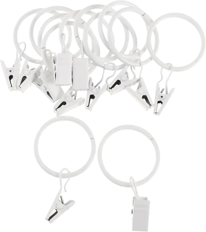Versatile 50Pcs Curtain Rings Made of Coated with Clips for Bathroom Living Room Decor(White Porcelain 32mm) - Image 1