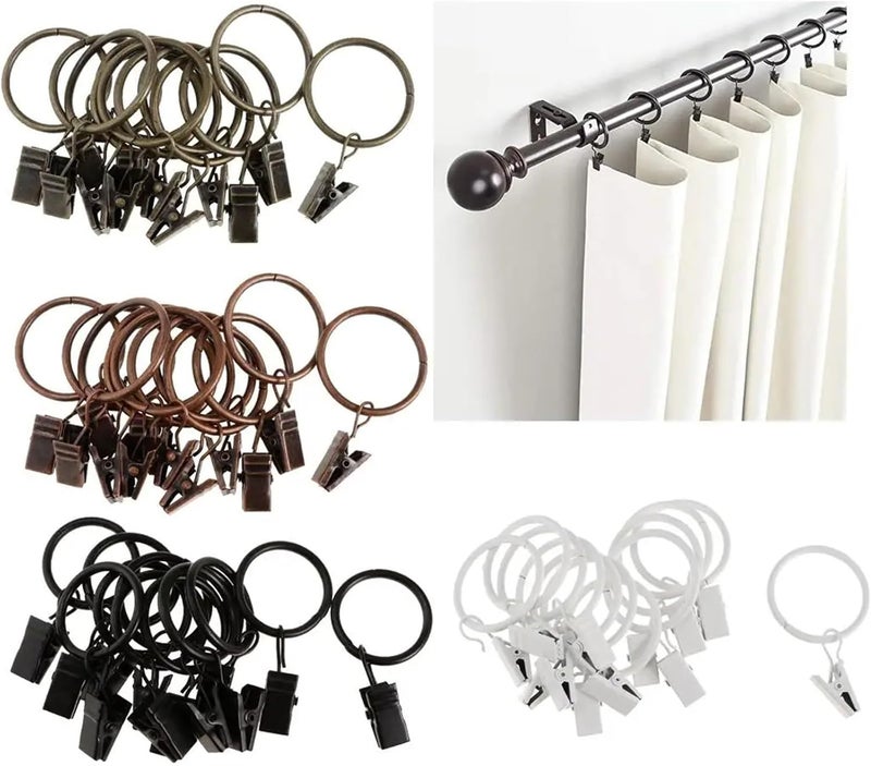 Versatile 50Pcs Curtain Rings Made of Coated with Clips for Bathroom Living Room Decor(White Porcelain 32mm) - Image 4