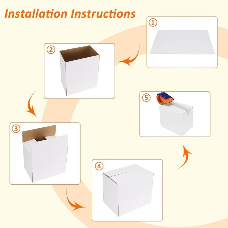 HORLIMER 8x6x4 Shipping Boxes Set of 40, White Corrugated Cardboard Mailer Box for Packing Small Business - Image 3
