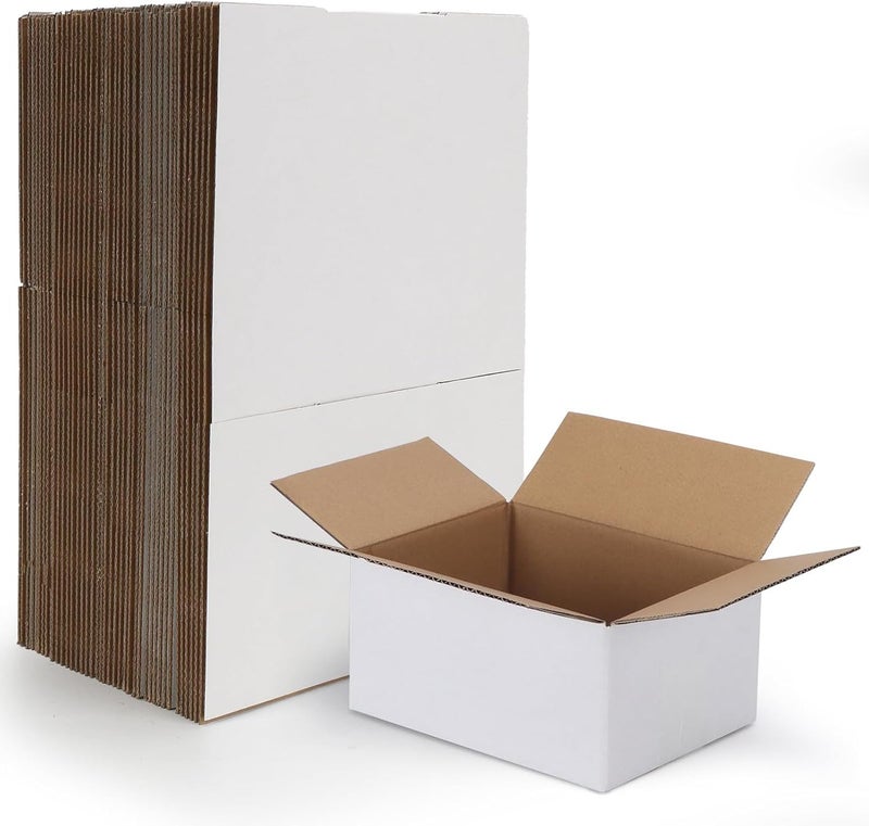 HORLIMER 8x6x4 Shipping Boxes Set of 40, White Corrugated Cardboard Mailer Box for Packing Small Business - Image 1