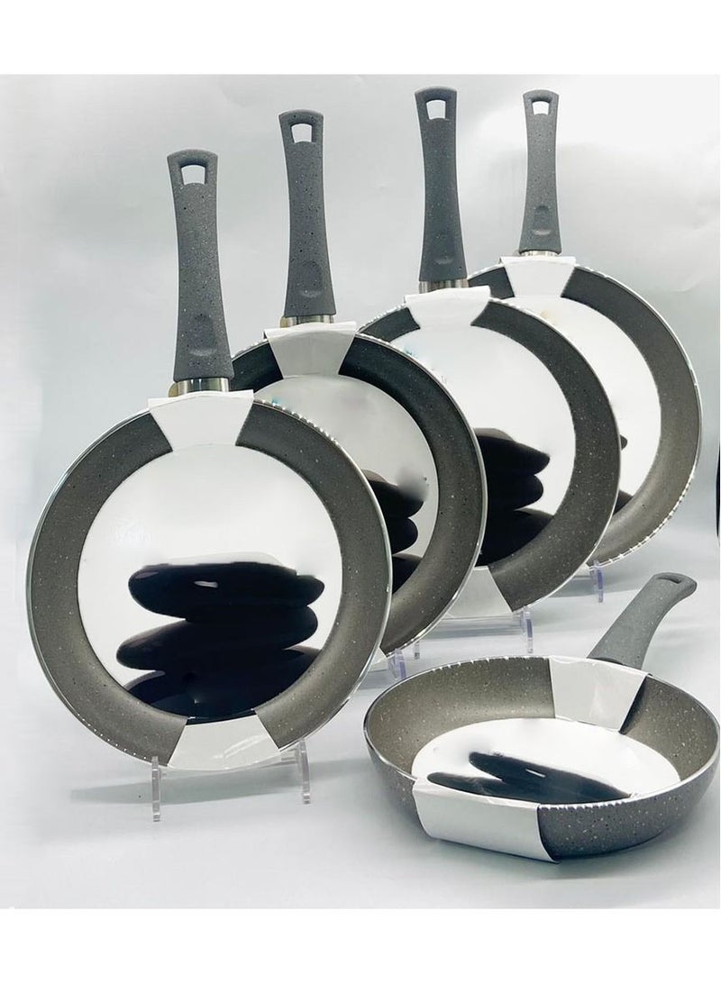 مقلاة قلي بسطح مانع للالتصاق من قطعة واحدة رخامي رمادي - Image 1