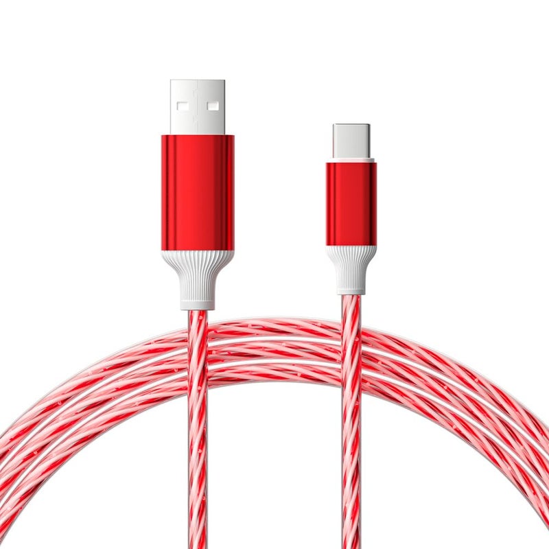 IHAO كابل شاحن IHAO من USB A إلى Type C PD بقوة 60 واط سريع الشحن مع إضاءة LED مرئية باردة متدفقة لجميع أجهزة USB C - 39 بوصة أحمر نجمي - Image 2