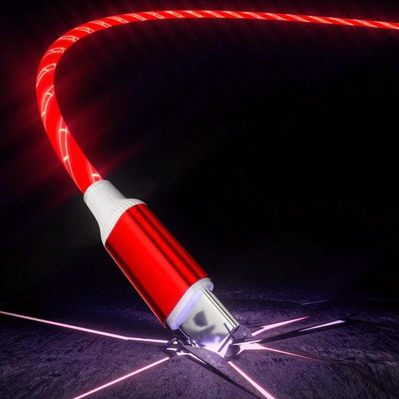IHAO كابل شاحن IHAO من USB A إلى Type C PD بقوة 60 واط سريع الشحن مع إضاءة LED مرئية باردة متدفقة لجميع أجهزة USB C - 39 بوصة أحمر نجمي - Image 4