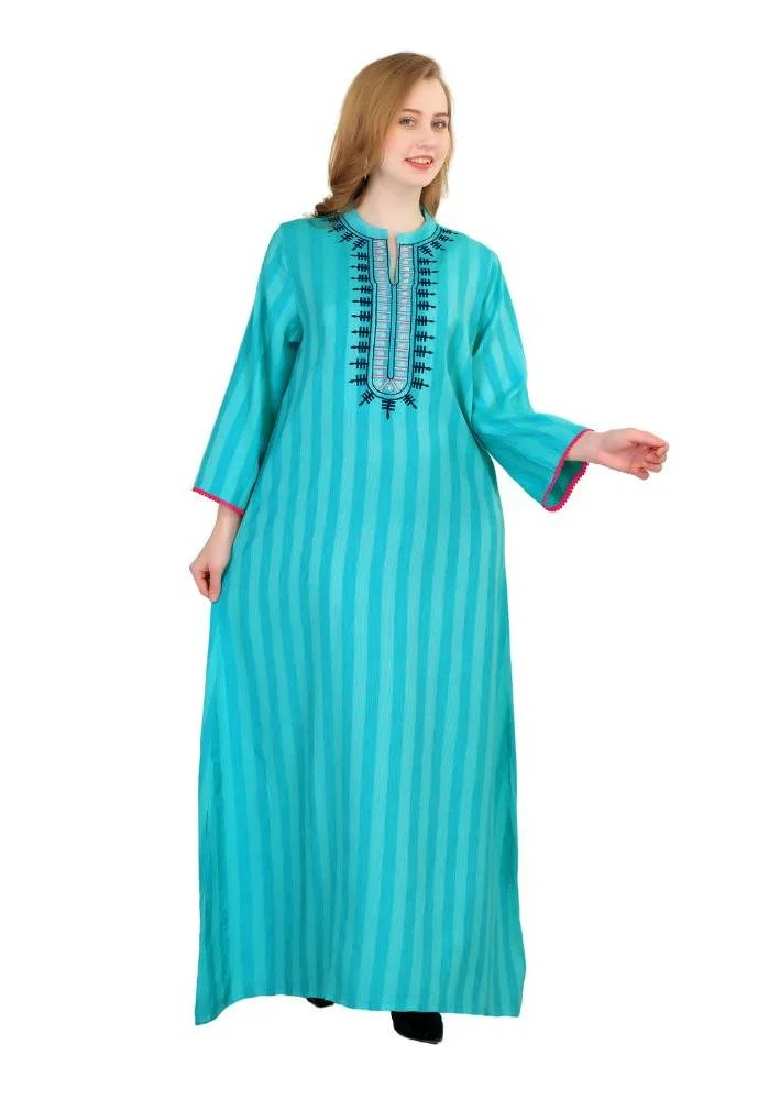 Artemea  SOFT STRIPED RAYON EMBROIDERED JALABIYA for Women | Best Price UAE
