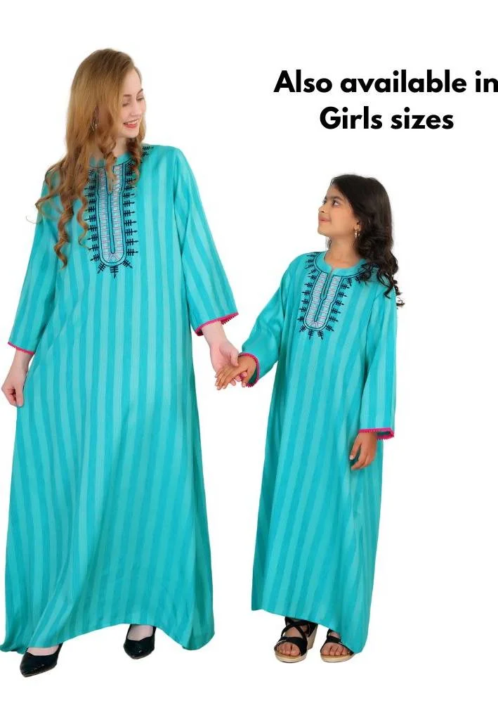 Artemea  SOFT STRIPED RAYON EMBROIDERED JALABIYA for Women | Best Price UAE