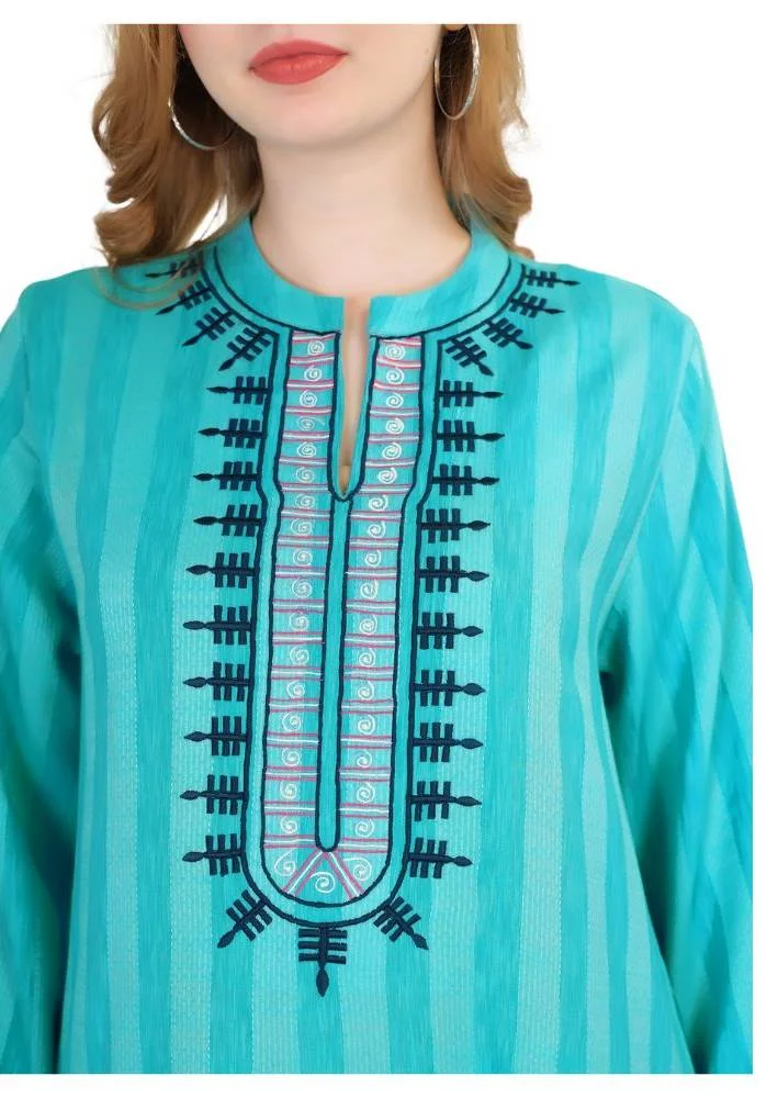 Artemea SOFT STRIPED RAYON EMBROIDERED JALABIYA