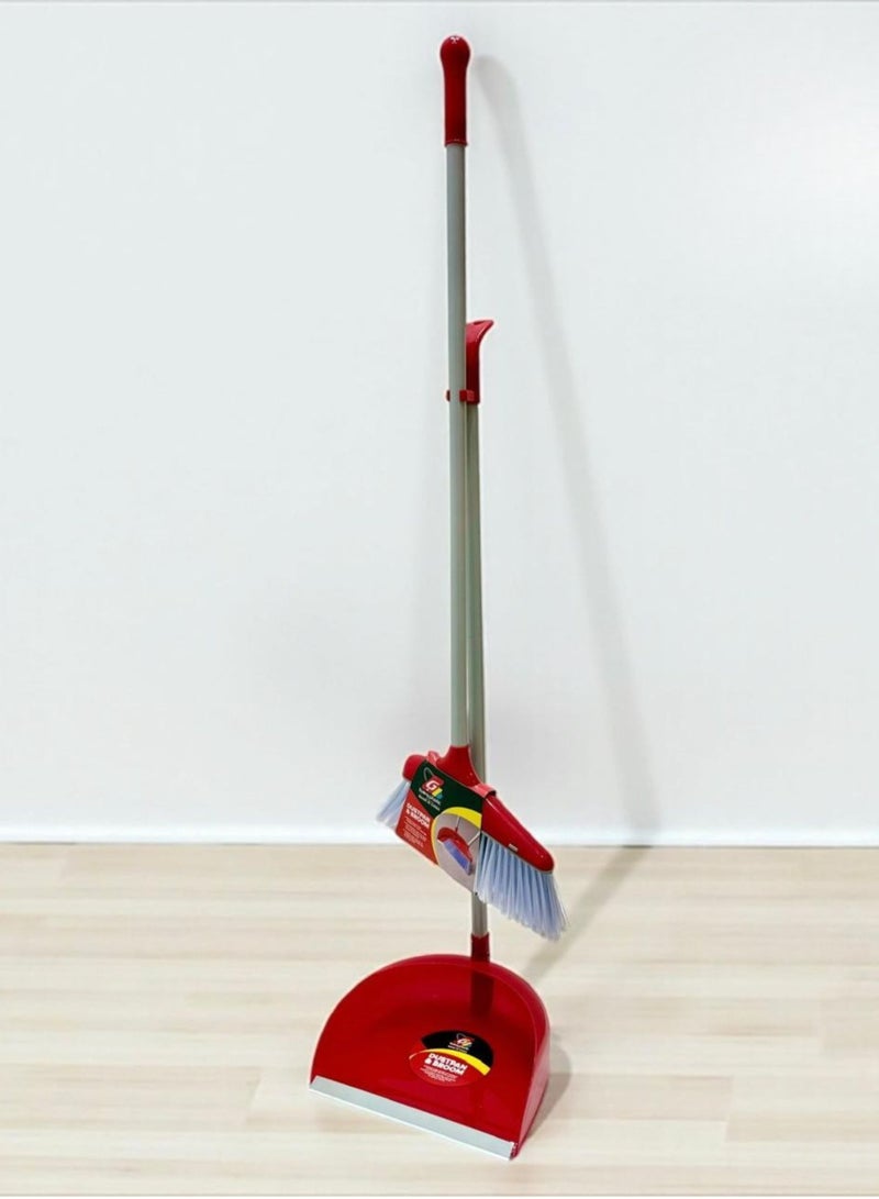 Cleaning Broom for Indoor Floor, with Dustpan to Contain Trash and Long Broom stick for easy use