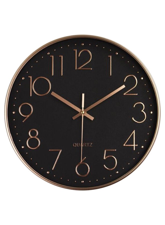 Round Wall Clock Black/Gold 30 x 30centimeter
