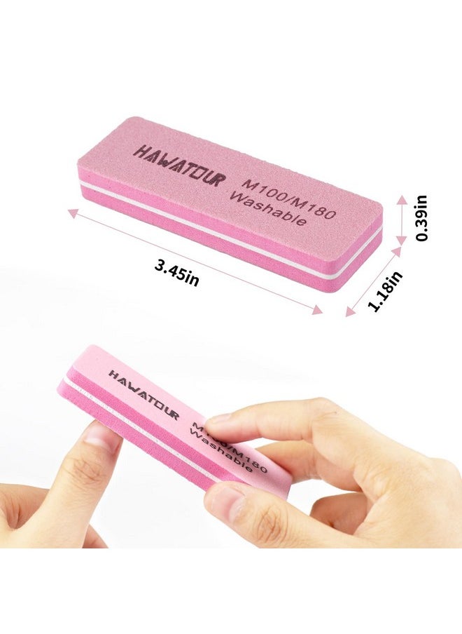 HAWATOUR HAWATOUR Nail Files and Buffers, 8 Pieces Manicure Kit for Acrylic and Natural Nails, 100/180 Grit Rectangular Art Care Buffer Block Tools Home Salon  - Image 5