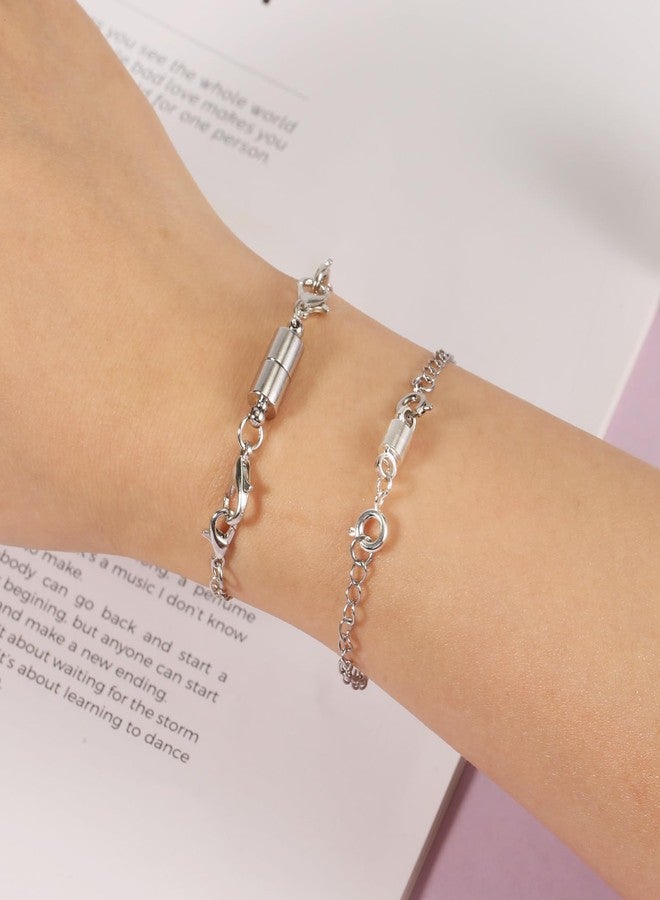 XIHIRCD 6pcs Necklace Extender Chains, 6 Sizes Bracelet Extender with 4pcs Double Magnetic Necklace Clasp, Extension Chains Jewelry Extenders for Women Jewelry Crafts Making(Silver) - Image 4