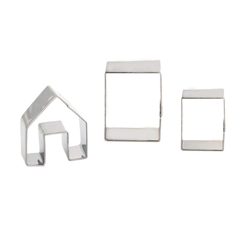 SIENON Gingerbread House Cookie Cutter Set  3D Stainless Steel Mini Christmas Biscuit Mold Kit 3pcs Holiday DIY Baking Tools